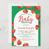 Invitation Charmante fraises rouges sur le Baby shower vert (Devant)