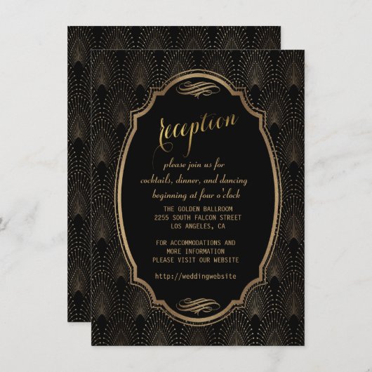 Invitation Charmante Gatsby Art Déco Réception De Mariage (Devant / Derrière)