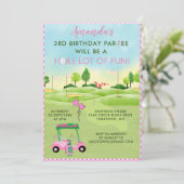 Invitation Charmante Golf Rose Girl 3e anniversaire Par Tee (Debout devant)