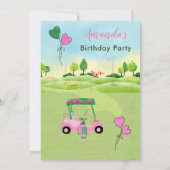 Invitation Charmante Golf Rose Girl 3e anniversaire Par Tee (Dos)