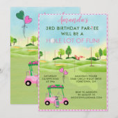 Invitation Charmante Golf Rose Girl 3e anniversaire Par Tee (Devant / Derrière)