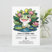 Invitation Charmante grenouille colorée Naissance numérique (Debout devant)