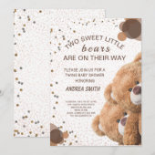 Invitation charmante pour bébé ours jumeaux (Devant / Derrière)