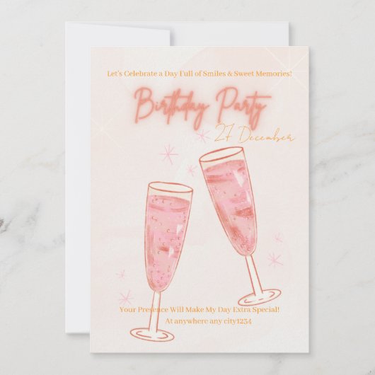 Invitation charmante pour une fête d'anniversaire (Devant)