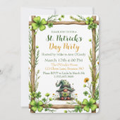 Invitation charmante printemps trèfle et gnome (Devant)