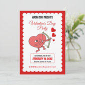 Invitation Charmante Saint Valentin | Coeur Et Rose (Debout devant)