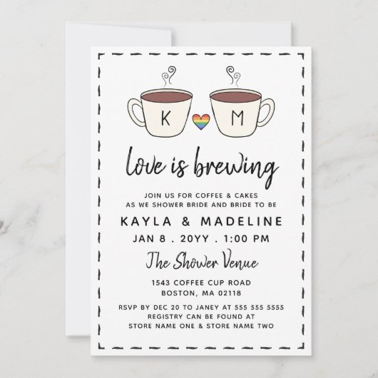 Invitation Charmante tasses à café L'amour brasse la LGBT (Devant)