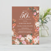 Invitation Charmante Terracotta Fall Floral 50e anniversaire (Debout devant)