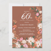 Invitation Charmante Terracotta Fall Floral 60e anniversaire (Devant)