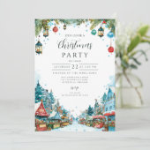 Invitation Charmants Chalets enneigés de Noël (Debout devant)