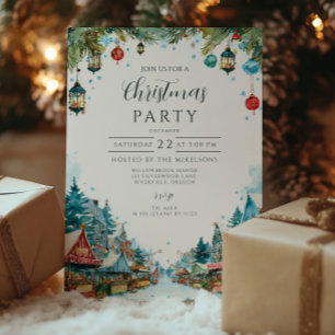 Invitation Charmants Chalets enneigés de Noël