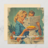 Invitation Charme à tarte rétro et papier (Devant / Derrière)