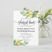 Invitation Charme Aquarelle Citron Dîner De Répétition Tropic (Debout devant)