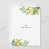 Invitation Charme Aquarelle Citron Dîner De Répétition Tropic (Dos)