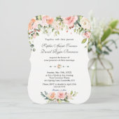 Invitation Charme Aquarelle Crème Bleue Mariage Floral (Debout devant)