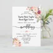 Invitation Charme Aquarelle rose pâle Mariage floral (Debout devant)