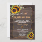 Invitation Charme Aquarelle Sunflower Bois Mariage I DO BBQ (Devant)