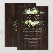 Invitation Charme Blanc Cadre Floral Grange I DO BBQ (Devant / Derrière)
