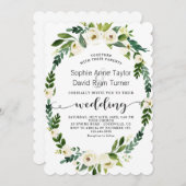 Invitation Charme Blanc Floraison Mariage écriture (Devant / Derrière)