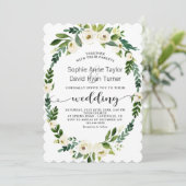 Invitation Charme Blanc Floraison Mariage écriture (Debout devant)