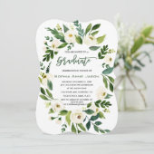 Invitation Charme Blanc Floral Wreath écriture manuscrite DIP (Debout devant)