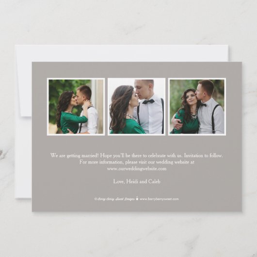 Invitation Charme Brossé COULEUR MODIFIABLE Enregistrer La Ca (Dos)