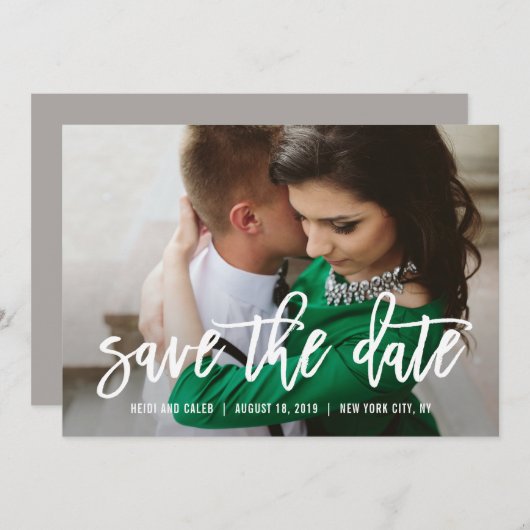 Invitation Charme Brossé COULEUR MODIFIABLE Enregistrer La Ca (Devant / Derrière)