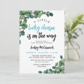 Invitation Charme chanceux sur le chemin Baby shower garçon (Debout devant)