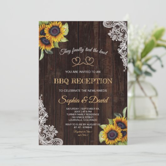 Invitation Charme Corde en Dentelle Nous avons Noué le Nœud T (Debout devant)