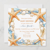 Invitation Charme côtier Bleu Mer Toi Bientôt Bébé (Dos)