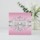 Invitation Charme de coeur en forme d'arc rose argent pour Ba (Debout devant)