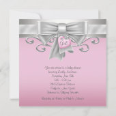 Invitation Charme de coeur en forme d'arc rose argent pour Ba (Dos)