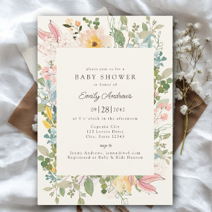 Invitation Charme de jardin fleur sauvage   Baby shower