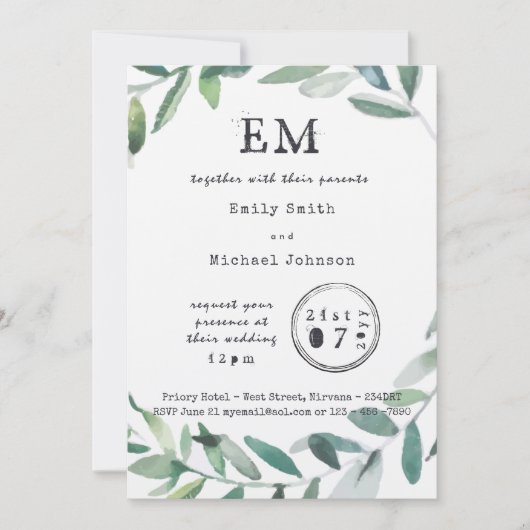 Invitation Charme de jardin urbain - Kraft typographique à fe (Devant)