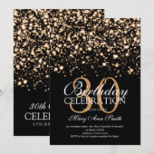 Invitation Charme de minuit de 30ème or élégant de fête (Devant / Derrière)