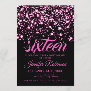 Invitation Charme de minuit rose du bonbon 16 modernes