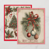 Invitation Charme de Noël vintage (Devant / Derrière)