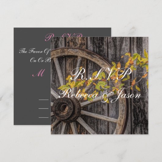 Invitation Charme de pays - Roue Rustique Wagon Occidentale (Devant / Derrière)