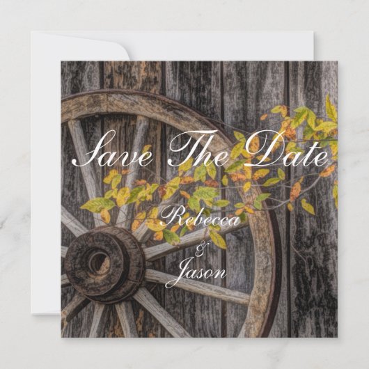 Invitation Charme de pays - Roue Rustique Wagon Occidentale (Devant)