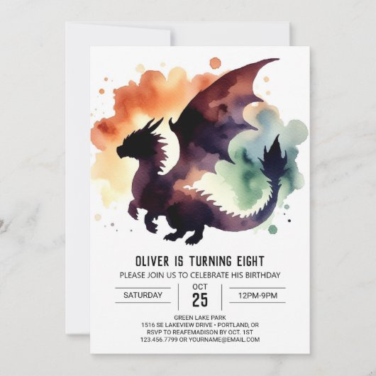 Invitation Charme Dragon Anniversaire Imprimable (Devant)