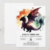 Invitation Charme Dragon Anniversaire Imprimable (Devant / Derrière)