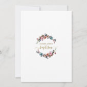 Invitation Charme Dusty Bleu Misty Fleurs Roses Or Baptême (Dos)