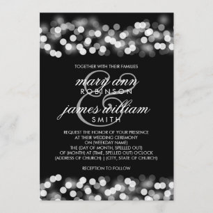 Invitation Charme élégant de Hollywood d'argent de mariage