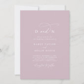 Invitation Charme élégant Monogram Lilac Mariage rose (Devant)