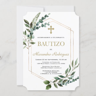 Invitation Charme Espagnol Bautizo Verdure Or Garçon Baptême