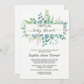 Invitation Charme Eucalyptus Baby shower Virtuel Par Courrier (Devant / Derrière)