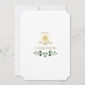 Invitation Charme Eucalyptus Feuille Gold Frame Sainte Commun (Dos)