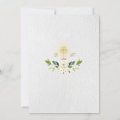 Invitation Charme Fleurs blanches Or Première Communion saint (Dos)