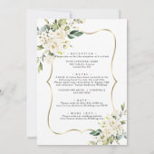 Invitation Charme Fleurs Blanches Or Tout en un Mariage (Dos)
