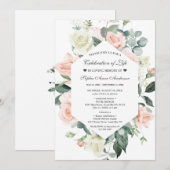 Invitation Charme Floral Célébration de la vie funéraire Memo (Devant / Derrière)